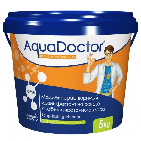 Меделенно-растворимый препарат на основе 90% активного хлора AquaDoctor С90-Т, таблетки 200 гр., 5 кг, AD-C90T-5